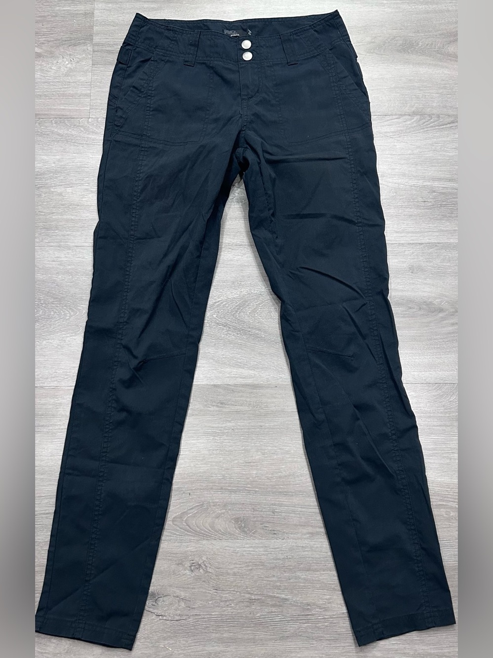Prana Womens Black Cargo Pants Size 2 Organic Cotton Blend Slim Straight Outdoor